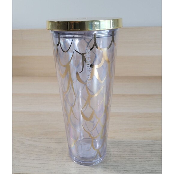 Starbucks Gold Scales Clear 24 oz Tumbler Venti Cold Holiday Cup No Straw - Picture 2 of 5